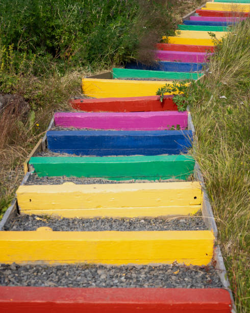 istock Wooden rainbow staircase 2155625730