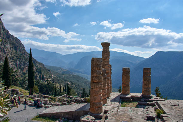 istock Greece. Delphi. Ancient ruins on a background of sunny mountains 2155645310