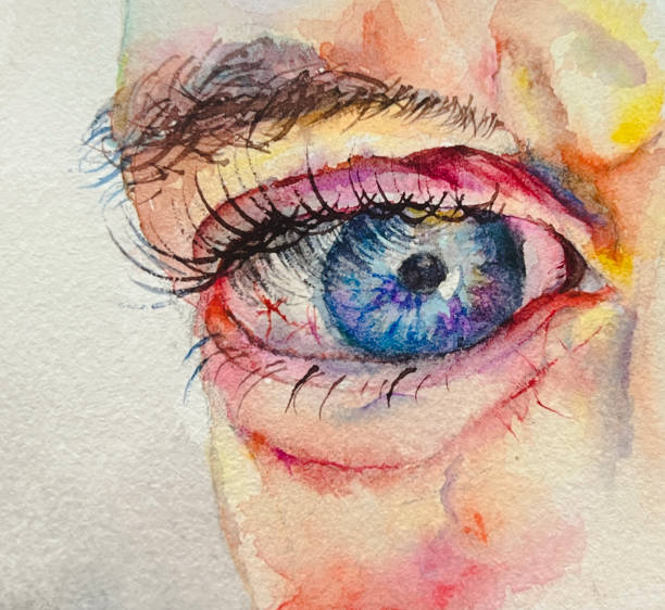 istock An eye with a blue pupil in watercolor 2155645579