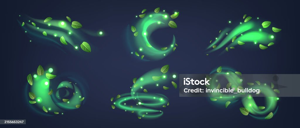 Peppermint Abstract Abstract Glowing Green Peppermint Swirls And Leaves With Light Effects ...