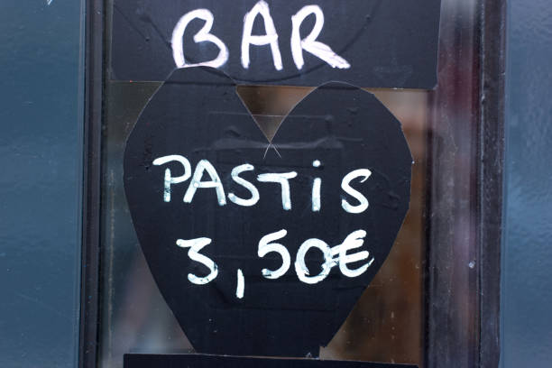 istock Paris, France: Handwritten Bar Sign: Pastis 3.50 Euro 2155660481