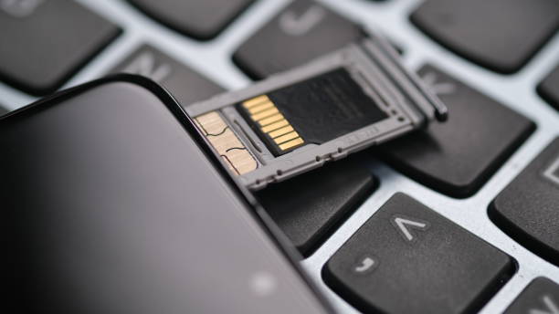 istock Hybrid sim tray for MircoSD memory card and mobile Nano sim card on smartphone. 2155671959