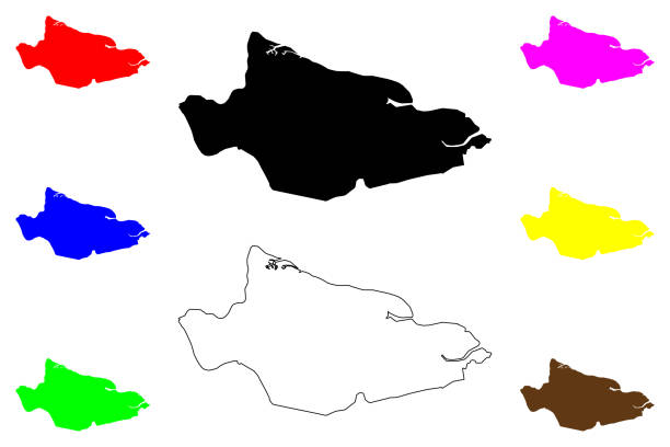 illustrations, cliparts, dessins animés et icônes de canvey island (united kingdom of great britain and northern ireland, england) map vector illustration, scribble sketch isle of canvey map - île de canvey