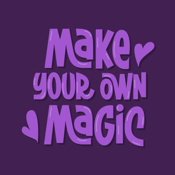 istock Make Your Own Magic Handwritten Quote. Purple Color Vector Hand Lettering of Inspirational Motivational Phrase. 2155681772
