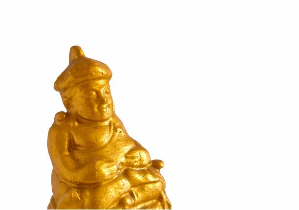 istock Phra Sangkajai isolated on white background. Smiling happy buddha. Amulet buddha statue. Buddhism concept 2155697535