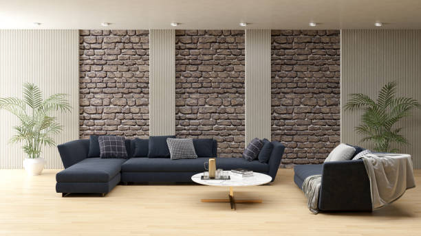 istock Large luxury modern bright interiors Living room mockup illustration 3D rendering image 2155698309