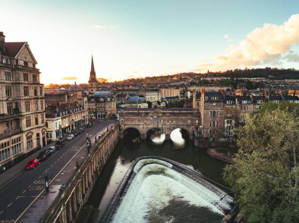 istock Drone view of Pulteney bridge in Bath, Englandin UK 2155698343