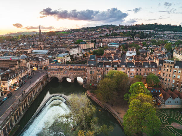 istock Drone view of Pulteney bridge in Bath, Englandin UK 2155698381