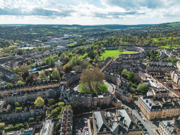 istock Drone view of historic Bath in UK 2155698431
