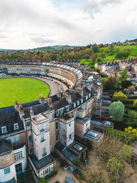 istock Drone view of historic district in Bath, UK 2155698469