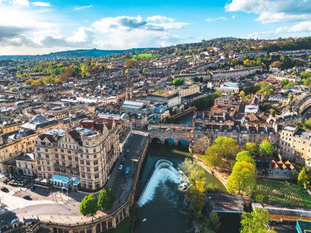 istock Drone view of Pulteney bridge in Bath, Englandin UK 2155698475