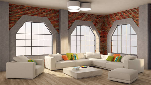 istock Large luxury modern bright interiors Living room mockup illustration 3D rendering image 2155698629