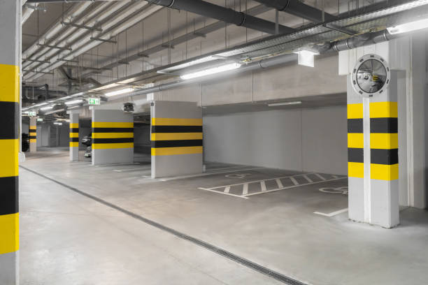 istock Spacious Underground Parking Garage with Markings 2155701667