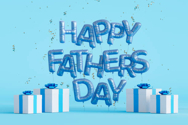 istock Happy Father's Day Balloons on Blue Background 2155703667
