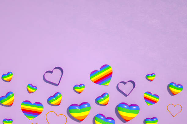 Heart shape with LGBT Flag, Pride Month, Rainbow colors. Digitally generated image. 3d render.
