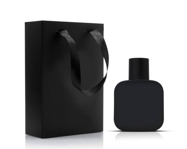 istock Black bottle perfume mock up isolated on white background 2155705639