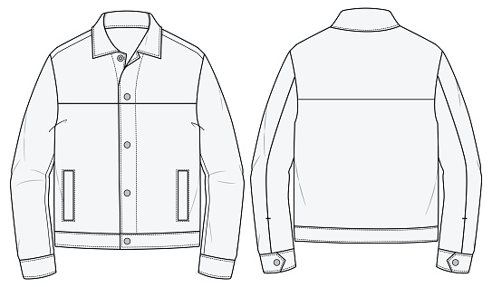 Jacket Rig Autocad Classic Work Jacket Technical Cad Fashion Illustration Front And Back ...