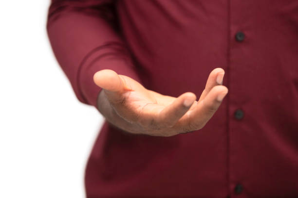 Black man making holding, taking, giving gusture with hand