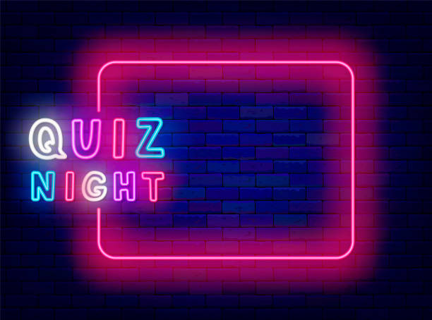 istock Quiz night neon invitation. Tv show and game. Trivia banner. Greeting card. Empty pink frame. Vector stock illustration 2155715218