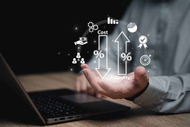 istock Quality control, Cost reduction management Concept, Businessman planning cycle graph to reduce costs, financial management, Target good quality, Effective business, Budget control, Cost Management 2155723845