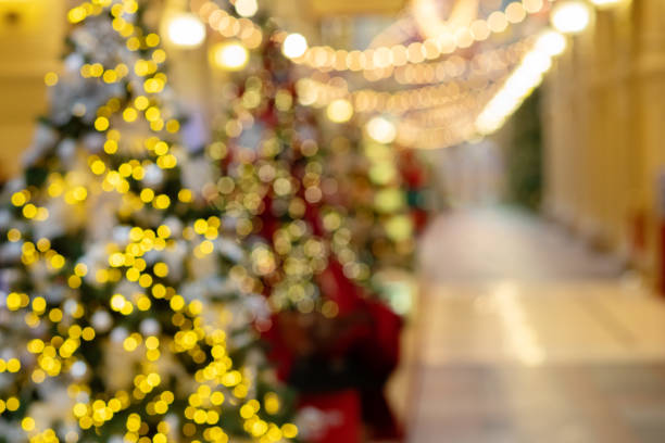 istock Christmas tree blurred background, merry garland, bright lights, winter celebration 2155725054