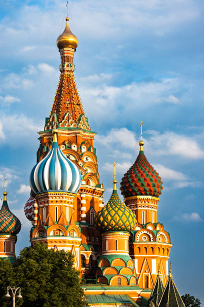 istock St. Basil's Cathedral Domes and architectural details. Shoot at golden hour against dramatic clouds and sky. Russia, Moscow 2155727258