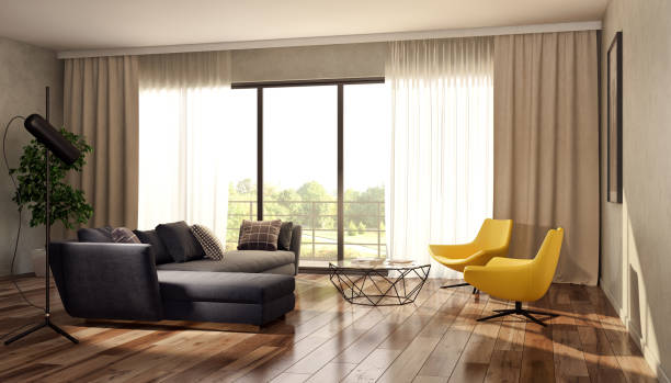 istock Large luxury modern bright interiors Living room mockup illustration 3D rendering image 2155732695