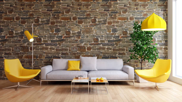 istock Large luxury modern bright interiors Living room mockup illustration 3D rendering image 2155733040