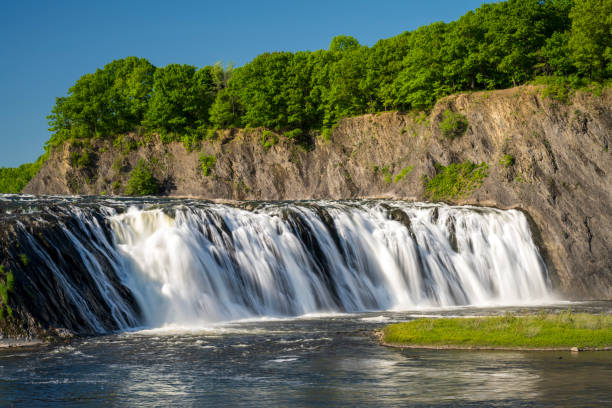 View on Shequaga Falls waterfall and town