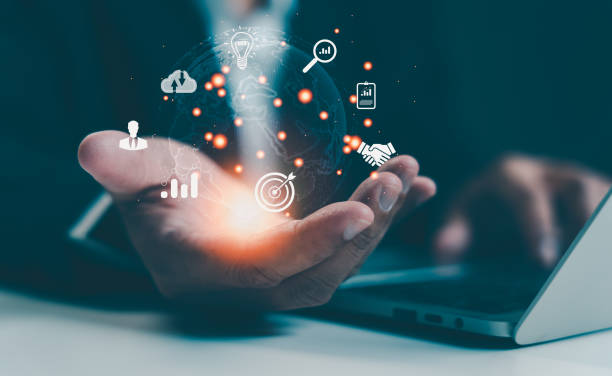 istock Businessman hand holding virtual global Internet connection metaverse. Business global internet connection application technology and digital marketing, Financial banking, Digital big data. 2155734542