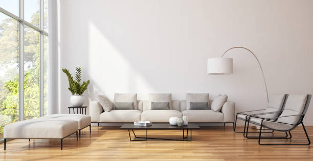 istock Large luxury modern bright interiors Living room mockup illustration 3D rendering image 2155735978