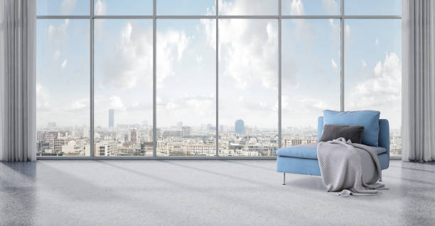 istock Large luxury modern bright interiors Living room mockup illustration 3D rendering image 2155736061