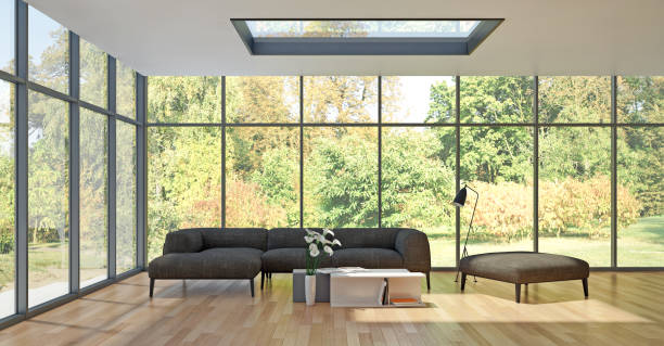 istock Large luxury modern bright interiors Living room mockup illustration 3D rendering image 2155736121