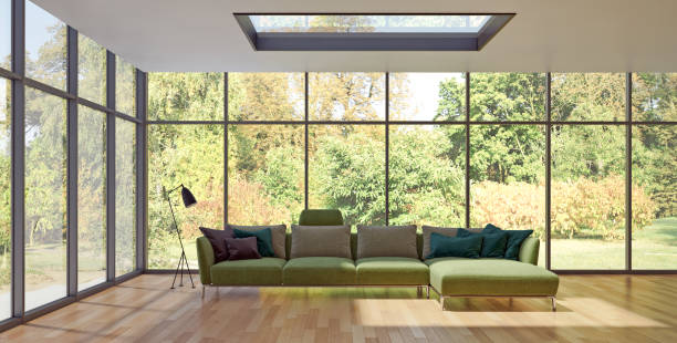 istock Large luxury modern bright interiors Living room mockup illustration 3D rendering image 2155736136