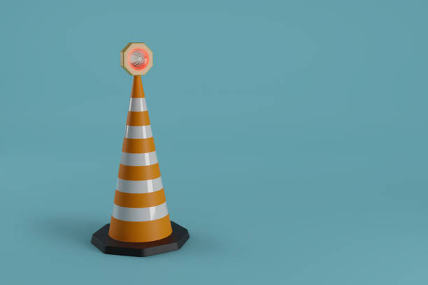istock Safety cone isolated on blue background. 3d illustration. 2155741770