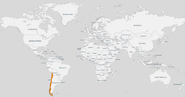 Chile Map Of Chile With World Map Highlighted Stock Chile Map Map Of Chile With World Map Highlighted 