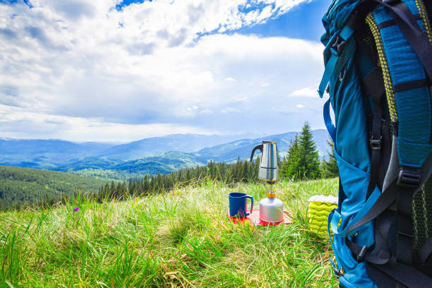 istock Hiking in the mountains with a backpack. 2155748014