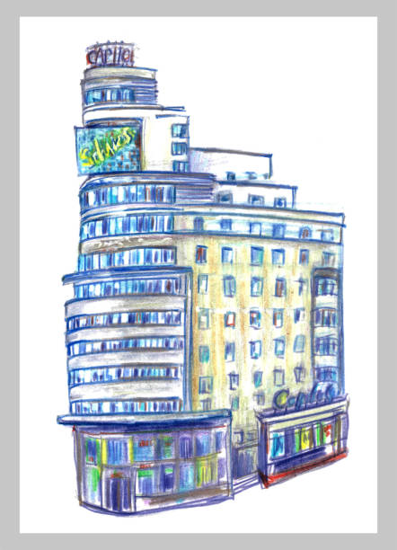 istock Hand drawn colorful Madrid city skyline sketch. Bright architecture drawing. 2155748755