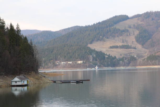 istock A lake with a house and trees on the side 2155753108