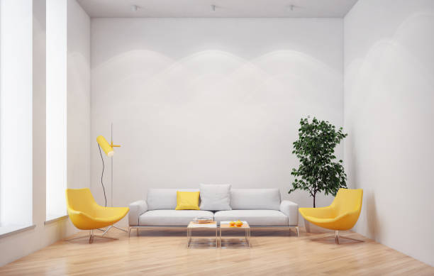 istock Large luxury modern bright interiors Living room mockup illustration 3D rendering image 2155753956