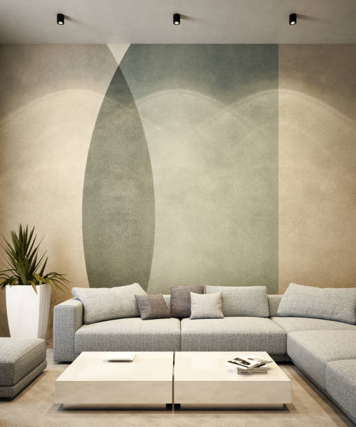istock Large luxury modern bright interiors Living room mockup illustration 3D rendering image 2155754110