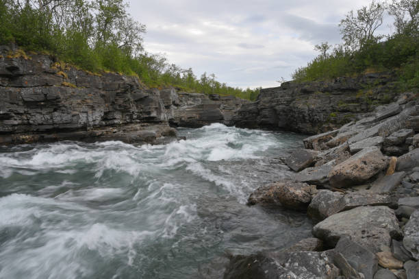 istock Sweden landscape canyon river Abiskojakka 2155754177