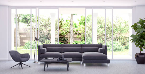 istock Large luxury modern bright interiors Living room mockup illustration 3D rendering image 2155754640