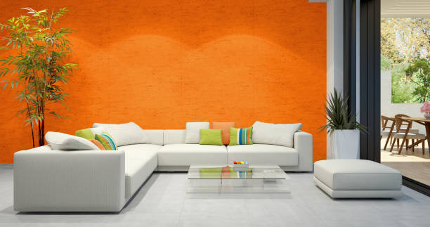 istock Large luxury modern bright interiors Living room mockup illustration 3D rendering image 2155754675