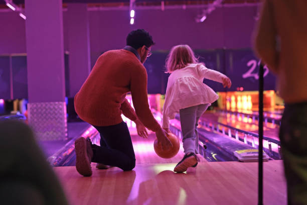 Family at bowling alley