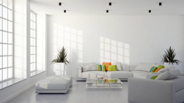 istock Large luxury modern bright interiors Living room mockup illustration 3D rendering image 2155756508
