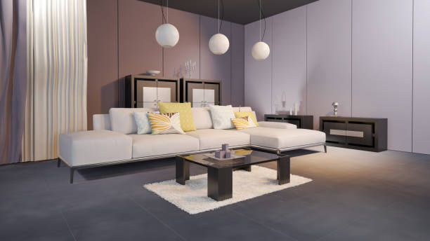 istock Large luxury modern bright interiors Living room mockup illustration 3D rendering image 2155756515