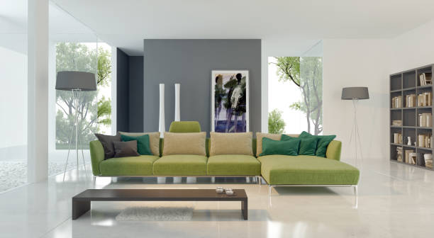 istock Large luxury modern bright interiors Living room mockup illustration 3D rendering image 2155756526