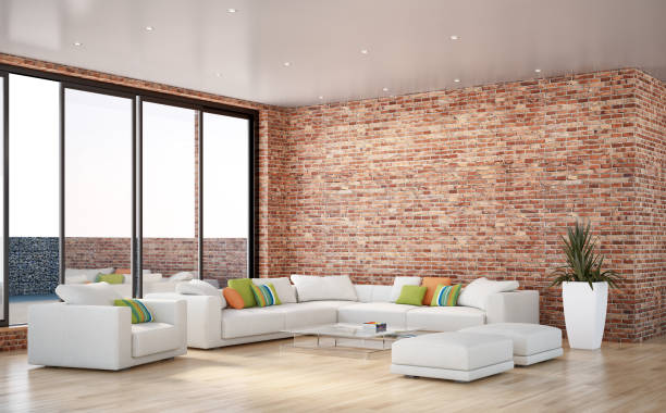 istock Large luxury modern bright interiors Living room mockup illustration 3D rendering image 2155757420