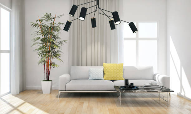 istock Large luxury modern bright interiors Living room mockup illustration 3D rendering image 2155757514